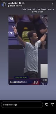 Ben Shelton's story on Instagram.